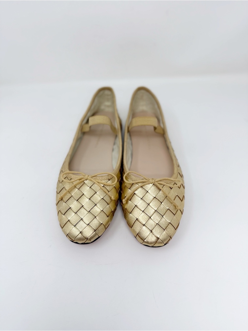 New Loeffler Randall Leonie Gold Woven Ballet Flat Sz 7 - Picture 8 of 13